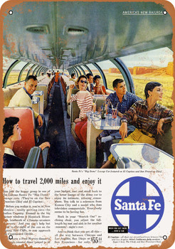 1953 Santa Fe Big Dome Lounge Cars - Metal Sign