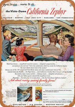 1957 California Zephyr Vista-Domes - Metal Sign