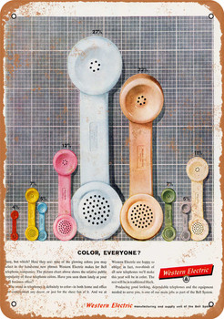 1961 Western Electric Colored Phones - Metal Sign