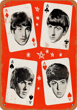 1963 Beatles Aces Card Faces - Metal Sign