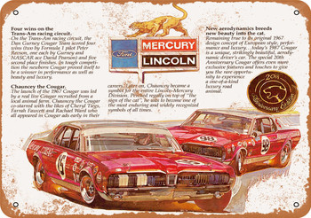 1967 Mercury Cougar 20th Anniversary - Metal Sign