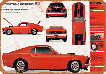 1969 Ford Mustang Boss 302 - Metal Sign