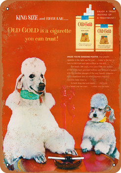 1954 Poodles Smoking Old Gold Cigarettes - Metal Sign