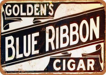 Golden's Blue Ribbon Cigars - Metal Sign