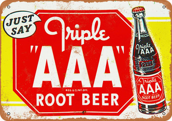 Triple AAA Root Beer - Metal Sign