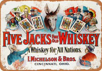 Five Jacks Fine Old Whiskey - Metal Sign