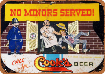 Cook's Beer No Minors Served - Metal Sign
