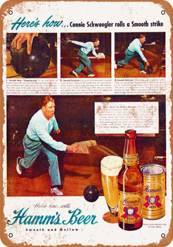 Hamm's Beer and Bowling - Metal Sign