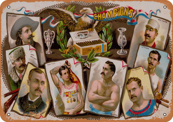 1887 Champions Cigars Heros of the Day - Metal Sign
