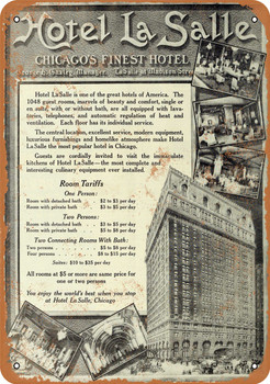 1910 Hotel LaSalle Chicago - Metal Sign 2