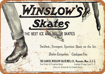 1910 Winslow's Ice Skates - Metal Sign