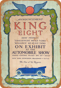 1915 King Eight Motor Cars - Metal Sign