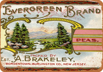 1918 Evergreen Brand Peas - Metal Sign