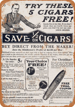1926 Five Cent Cigars - Metal Sign