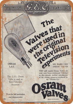 1928 Osram Television Tubes - Metal Sign