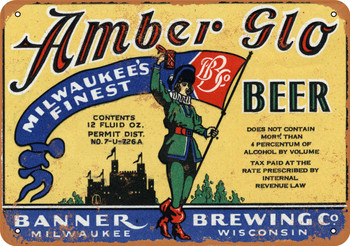 1933 Banner's Amber Glo Beer - Metal Sign