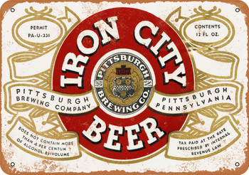 1933 Pittsburgh Iron City Beer - Metal Sign