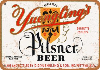 1934 Yuengling's Pilsner Beer - Metal Sign