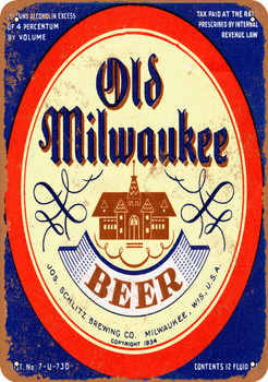 1934 Old Milwaukee Beer - Metal Sign