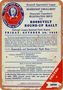 1936 Roosevelt Round-Up Rally - Metal Sign