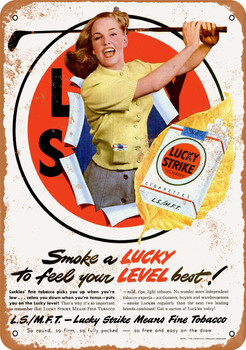 1949 Lucky Strike Cigarettes and Golf - Metal Sign