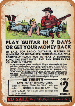 1953 Play Guitar in 7 Days - Metal Sign