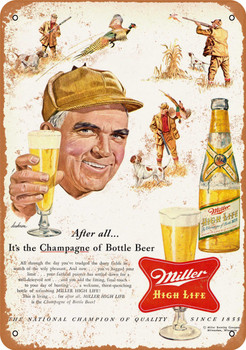 1954 Miller Beer and Pheasant Hunting - Metal Sign