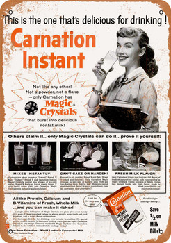 1955 Carnation Instant Dry Milk - Metal Sign