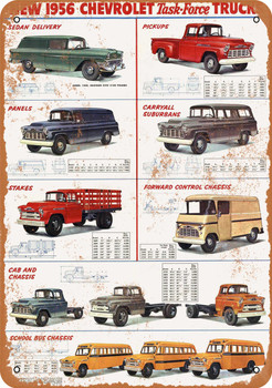 1956 Chevrolet Trucks Line-Up - Metal Sign