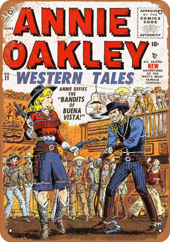 1956 Annie Oakley Western Tales Comic Metal Sign