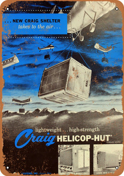 1958 Cold War Portable Shelter Helicop-Hut - Metal Sign