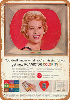 1961 RCA Victor Color Television Dinah Shore - Metal Sign