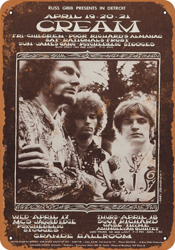 1967 Cream in Detroit - Metal Sign