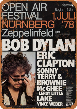 1978 Bob Dylan and Eric Clapton in Germany - Metal Sign