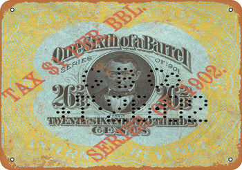 1902 Sixth of a Beer Barrel Tax Stamp - Metal Sign