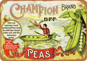 Champion Brand Peas - Metal Sign