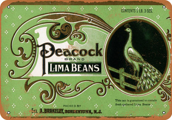 Peacock Brand Lima Beans - Metal Sign