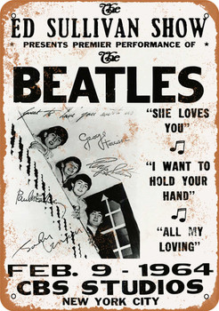 1964 Beatles on the Ed Sullivan Show - Metal Sign
