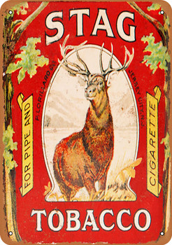 Stag Pipe and Cigarette Tobacco - Metal Sign