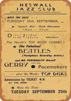1962 Beatles at Heswell Jazz Club - Metal Sign