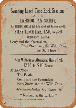 1961 Beatles at Liverpool Jazz Society - Metal Sign