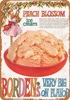 1960 Borden's Peach Blossom Ice Cream - Metal Sign