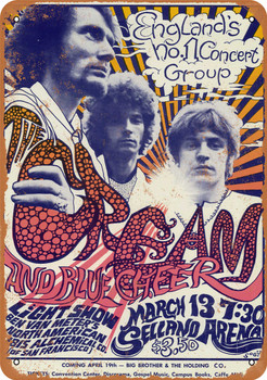 1968 Cream and Blue Cheer in Fresno - Metal Sign