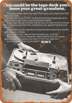 1973 Sony TC-377 Reel-to-Reel Tape Recorders - Metal Sign