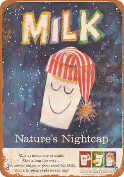 1960 Milk is Nature's Nightcap - Metal Sign