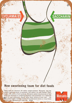 1964 Monsanto Cyclamates and Saccharin for Slimming - Metal Sign