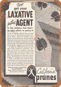 1935 California Prunes for Laxatives - Metal Sign