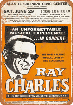 1963 Ray Charles in Virginia Beach - Metal Sign