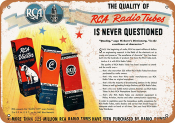 1939 RCA Radio Tubes - Metal Sign