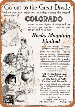 1910 Rock Island Railroad to Colorado - Metal Sign